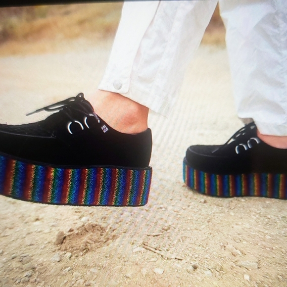 Dolls Kill Black & Rainbow Wrap Creepers - Picture 2 of 6